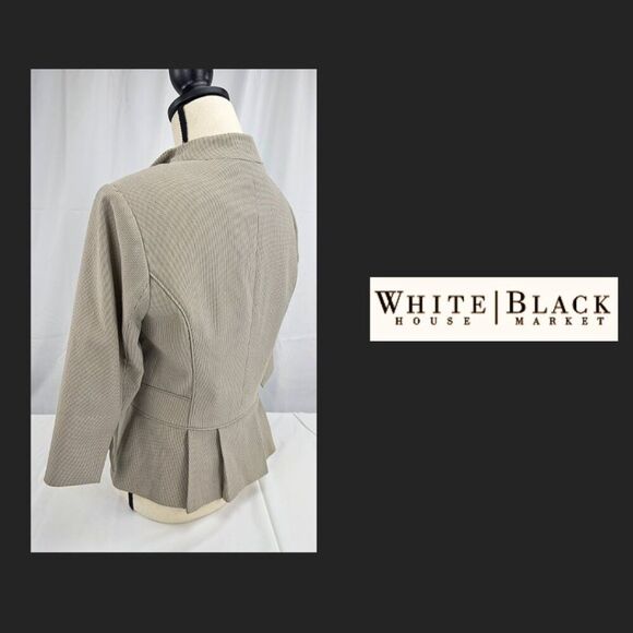 White House Black Market Ruffle Collar Blazer –Fitted - Taupe Beige - Size 6 - Picture 4 of 6